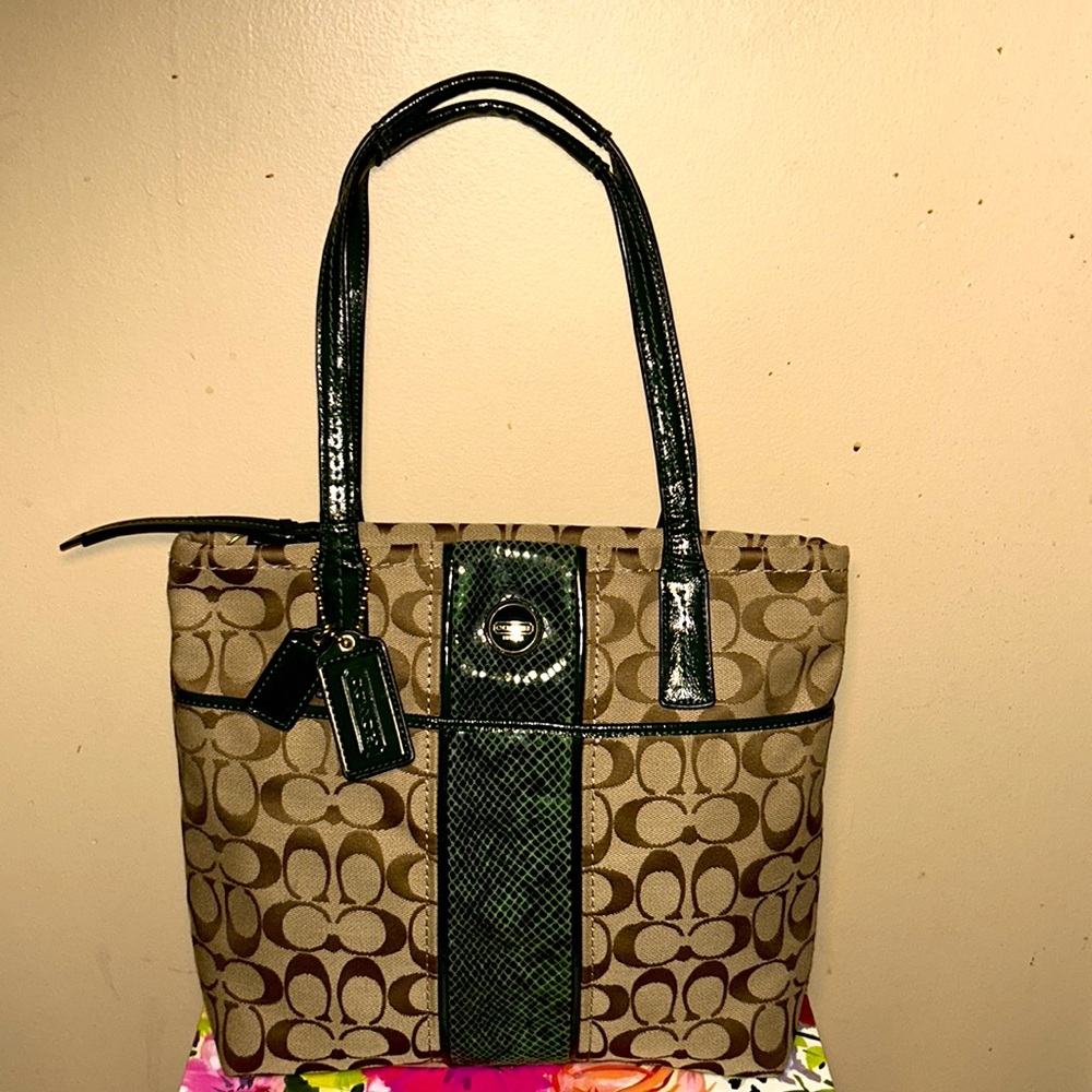 Coach shoulder bag with Python 🐍 Centerstripe